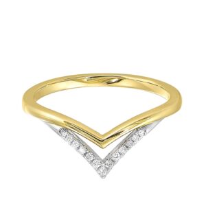 YELLOW & WHITE GOLD DIAMOND V RING RG15461-4YWB