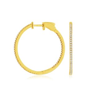 YELLOW GOLD DIAMOND HOOP EARRINGS C9808D