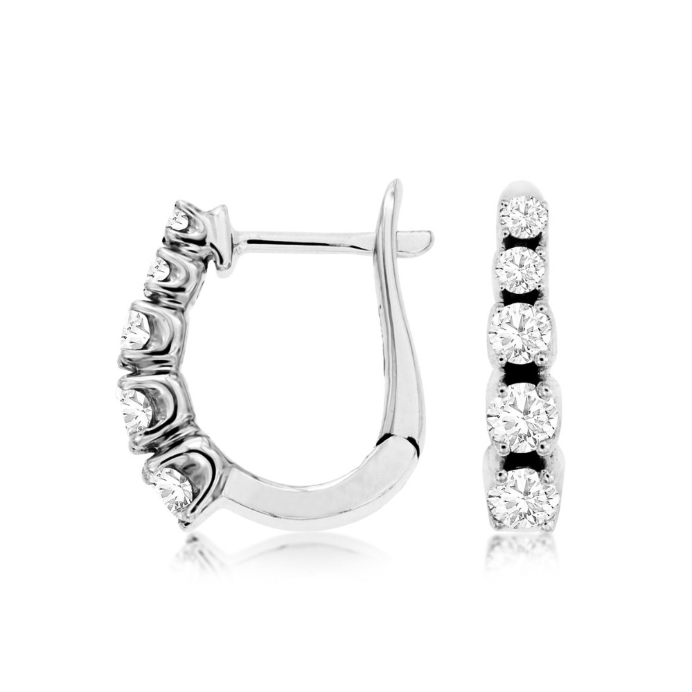 WHITE GOLD DIAMOND HOOP EARRINGS WC8582D