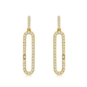 YELLOW GOLD DIAMOND PAPERCLIP EARRINGS H1445D