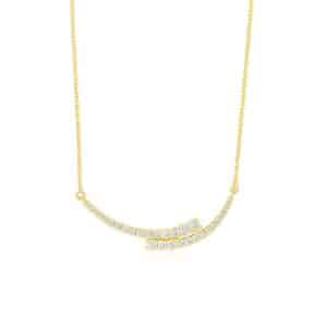 YELLOW GOLD DIAMOND CROSSOVER NECKLACE H2422D