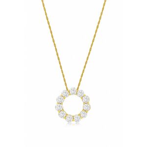 YELLOW GOLD DIAMOND CIRCLE PENDANT C8302D
