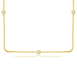 YELLOW GOLD DIAMOND 5 STATION NECKLACE C9065D