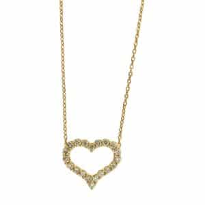 YELLOW GOLD DIAMOND HEART NECKLACE H1735D