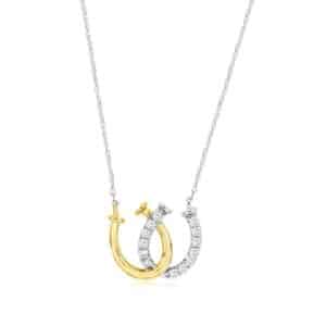 WHITE & YELLOW GOLD DIAMOND HORSESHOE NECKLACE WH1595D