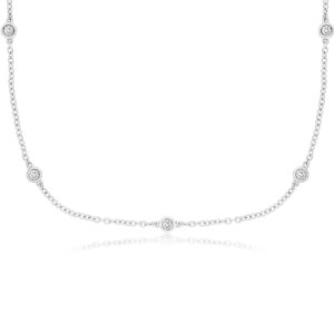 WHITE GOLD 9 STATION DIAMOND NECKLACE WC9066D