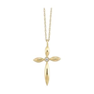 YELLOW GOLD DIAMOND CROSS PENDANT PD35844-1YC