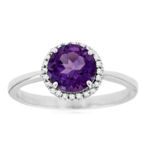 WHITE GOLD AMETHYST & DIAMOND RING WC4921A