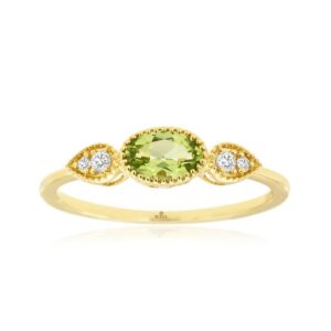 YELLOW GOLD PERIDOT & DIAMOND RING H1633X