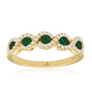 YELLOW GOLD EMERALD & DIAMOND RING C9464EM