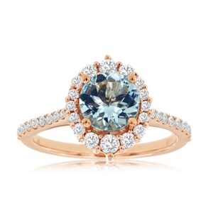 ROSE GOLD AQUAMARINE & DIAMOND RING PC9942Q