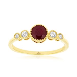 YELLOW GOLD RUBY & DIAMOND RING H1637RB