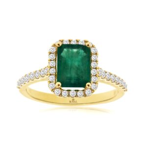 YELLOW GOLD EMERALD & DIAMOND RING C9106EM