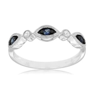 WHITE GOLD SAPPHIRE & DIAMOND RING WC8650S