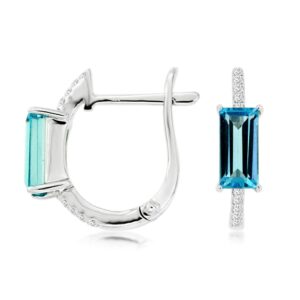 WHITE GOLD BLUE TOPAZ & DIAMOND EARRINGS WC8838B