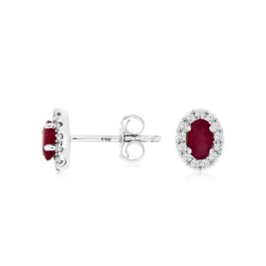 WHITE GOLD RUBY & DIAMOND EARRINGS WC9255R