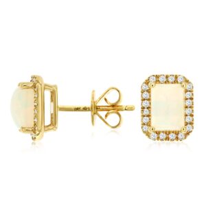 YELLOW GOLD OPAL & DIAMOND EARRINGS H1541F