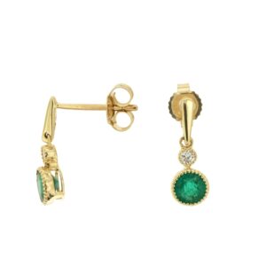 YELLOW GOLD EMERALD & DIAMOND EARRINGS H1857EM