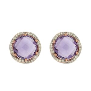 ROSE GOLD AMETHYST & DIAMOND EARRINGS PC6159A