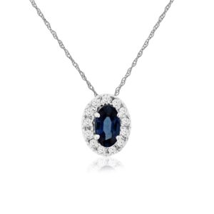 WHITE GOLD SAPPHIRE & DIAMOND PENDANT WC9278S