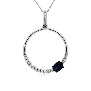 WHITE GOLD SAPPHIRE & DIAMOND PENDANT WC7779S