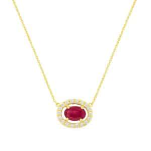 YELLOW GOLD RUBY & DIAMOND NECKLACE H1892RB