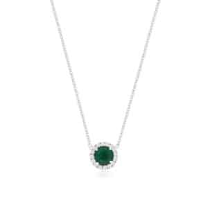WHITE GOLD EMERALD & DIAMOND NECKLACE WH2330E
