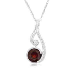 WHITE GOLD GARNET & DIAMOND PENDANT WC6767G