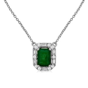 WHITE GOLD EMERALD & DIAMOND PENDANT WH1308E