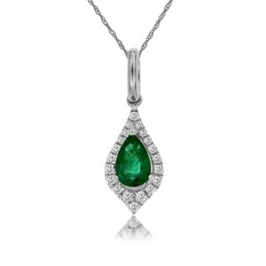 WHITE GOLD EMERALD & DIAMOND PENDANT WC8830E