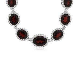 WHITE GOLD GARNET & DIAMOND NECKLACE WC9933G