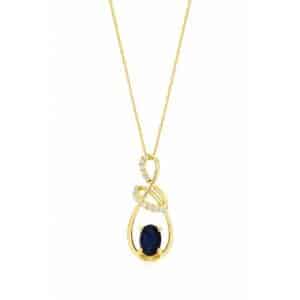 YELLOW GOLD SAPPHIRE & DIAMOND PENDANT H1429SP