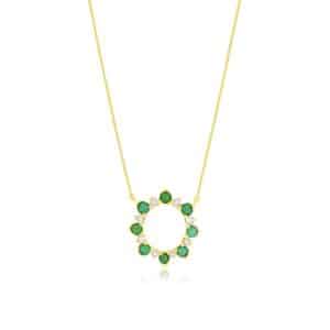 YELLOW GOLD EMERALD & DIAMOND NECKLACE H2983EM