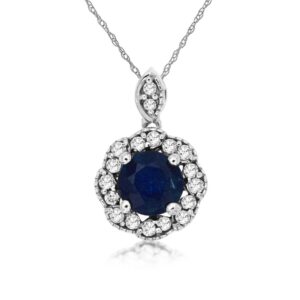 WHITE GOLD SAPPHIRE & DIAMOND PENDANT WC8308S
