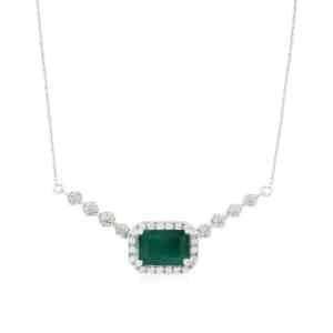 WHITE GOLD EMERALD & DIAMOND NECKLACE WH1684E