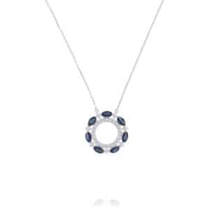 WHITE GOLD SAPPHIRE & DIAMOND NECKLACE WH3014S