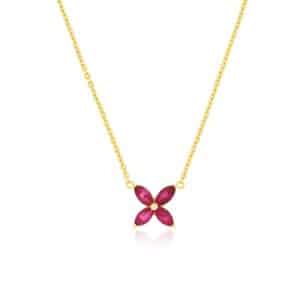 YELLOW GOLD RUBY & DIAMOND NECKLACE H2655RB