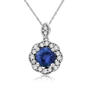 WHITE GOLD TANZANITE & DIAMOND PENDANT WC8308Z