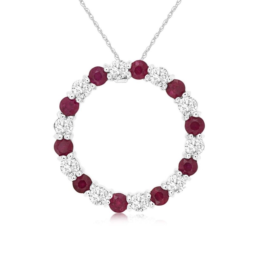 WHITE GOLD RUBY & DIAMOND PENDANT W3779RB