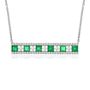 WHITE GOLD EMERALD & DIAMOND NECKLACE WC8670E