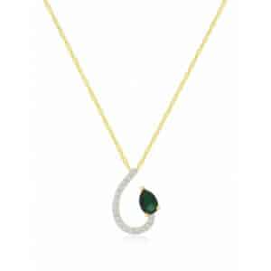 YELLOW GOLD EMERALD & DIAMOND PENDANT H3107EM