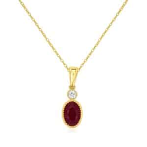 YELLOW GOLD RUBY & DIAMOND PENDANT H1854RB