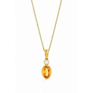 YELLOW GOLD CITRINE & DIAMOND PENDANT H1854CT