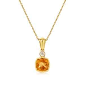 YELLOW GOLD CITRINE & DIAMOND PENDANT H1852CT