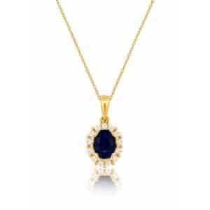 YELLOW GOLD SAPPHIRE & DIAMOND PENDANT P3789SP