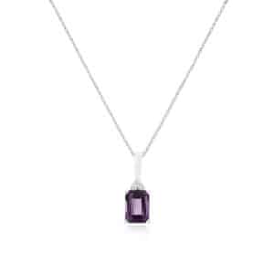 WHITE GOLD AMETHYST & DIAMOND PENDANT WH2871A