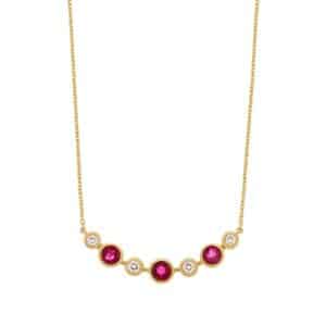 YELLOW GOLD RUBY & DIAMOND NECKLACE H1403RB