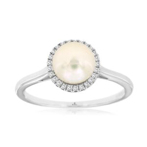 WHITE GOLD PEARL & DIAMOND RING WH2244P