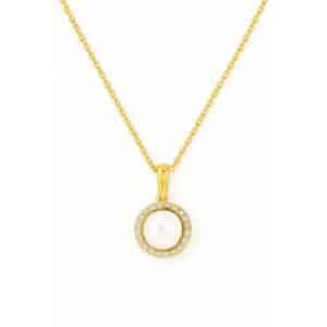 YELLOW GOLD PEARL & DIAMOND PENDANT H2237PL