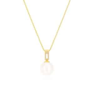 YELLOW GOLD PEARL & DIAMOND PENDANT H2242PL